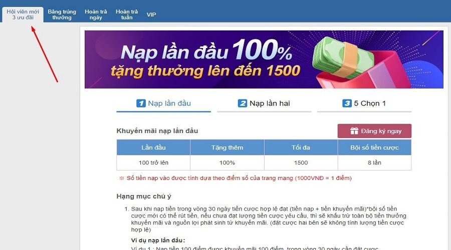 Khuyến mại Thabet 100% lần nạp đầu tiên